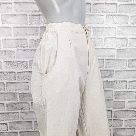 DJERF AVENUE Women's pleated wide leg High rise Pants in beige cotton size small - Picture 9 of 12